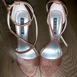 Pink glittery heels with straps